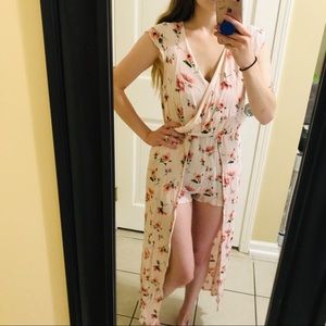 F21 floral romper with train